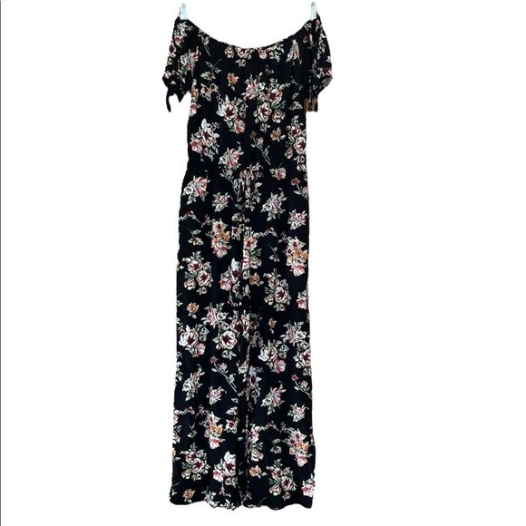 Xhilaration Off The Shoulder Ankle Boho Wide Leg Floral Pantsuit Romper Size S - Picture 2 of 14